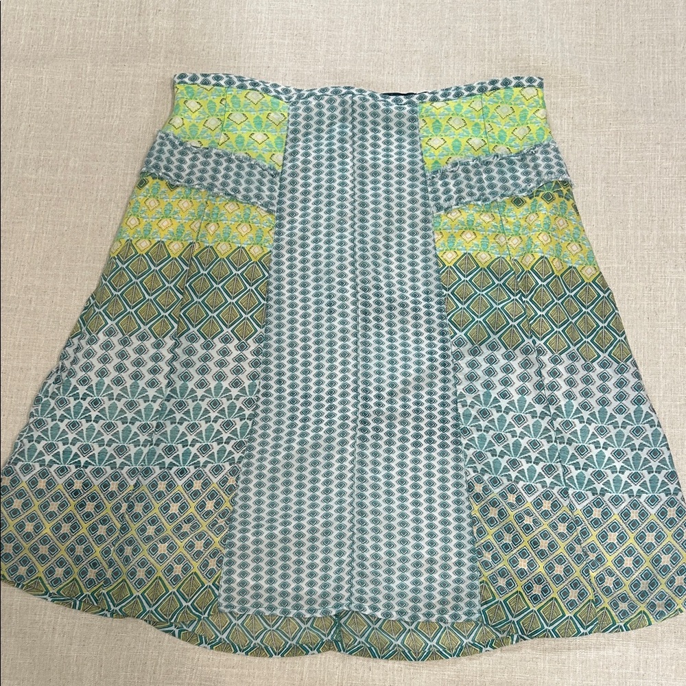 Prana Skirt Women’s 12 Blue/Green Dragonfly Isadora Patchwork Lightweight - Picture 12 of 12